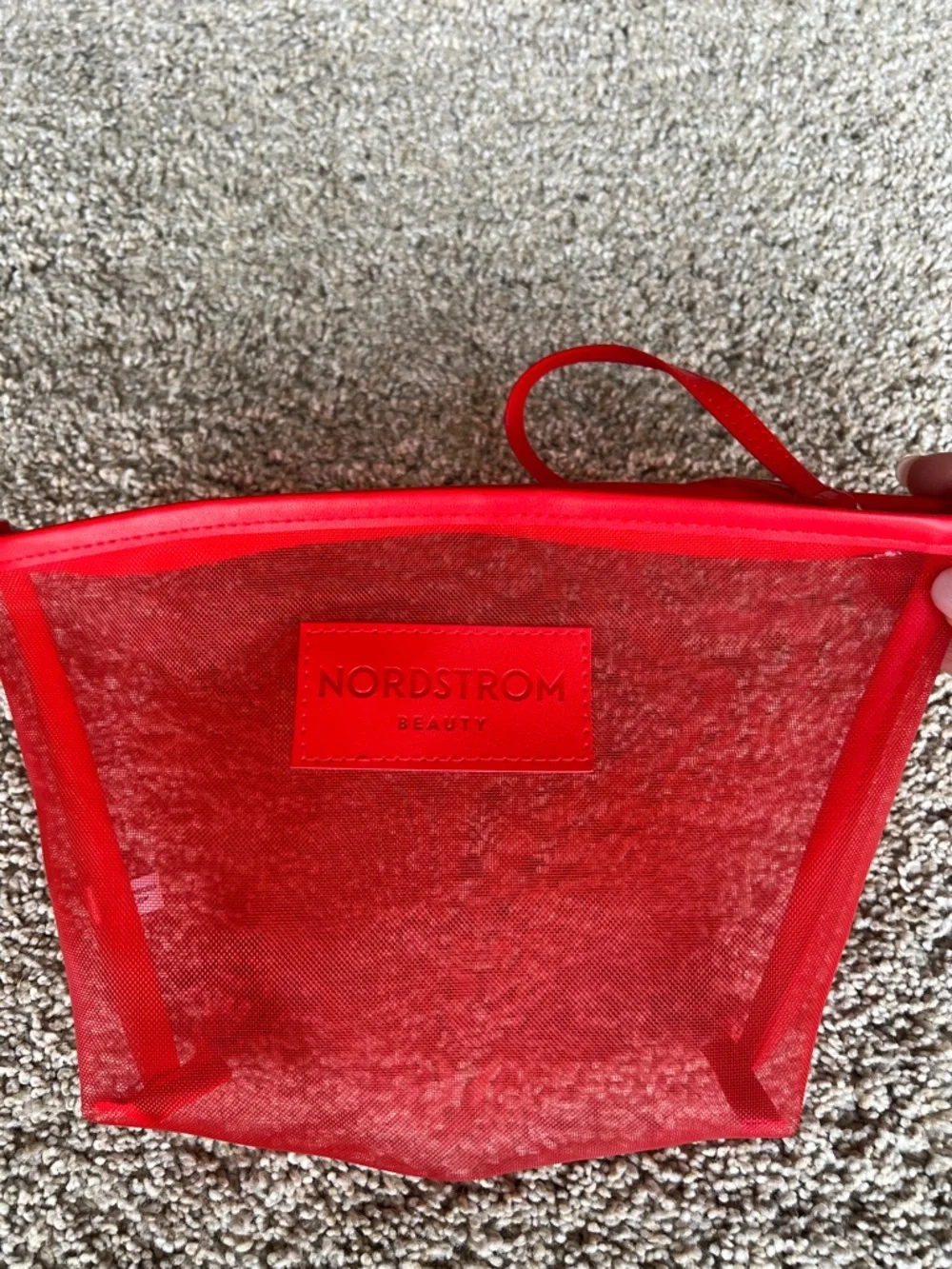 Nordstrom Beauty Red Mesh Wristlet Cosmetic Pouch